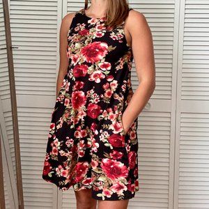 Nine Britton Black/Floral knit dress with pockets